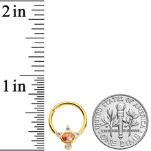Load image into Gallery viewer, 16G 3/8 Orange CZ Gem Gold Tone Elegant Oval Hinged Segment Ring
