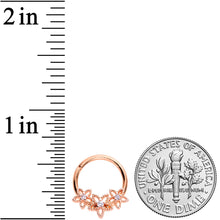 Load image into Gallery viewer, 16G 3/8 Clear CZ Gem Rose Gold Tone Floral Hinged Segment Ring
