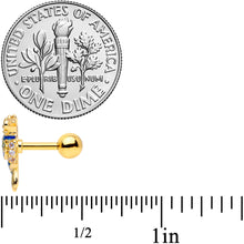 Load image into Gallery viewer, 16G 1/4  Clear Gem Gold Tone Blue Bird Cartilage Tragus
