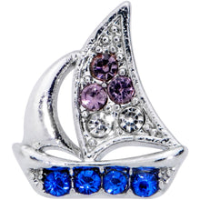 Load image into Gallery viewer, 16G 1/4 Blue Purple Gem Sailboat Cartilage Tragus
