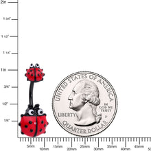 Load image into Gallery viewer, Red Black Polka Dot Ladybug Double Mount Belly Ring
