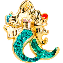 Load image into Gallery viewer, 16G 1/4 Gold Tone Green Mermaid Cartilage Tragus Earring
