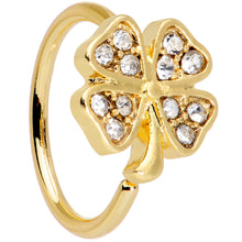 Load image into Gallery viewer, 20G 5/16 Clear Gem Gold Tone Shamrock St Patricks Day Nose Hoop
