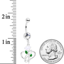 Load image into Gallery viewer, Clear Gem Heart Music Valentines Day Dangle Belly Ring
