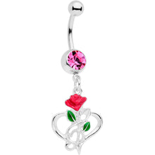 Load image into Gallery viewer, Pink Gem Heart Music Valentines Day Dangle Belly Ring
