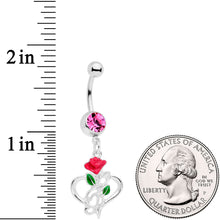 Load image into Gallery viewer, Pink Gem Heart Music Valentines Day Dangle Belly Ring
