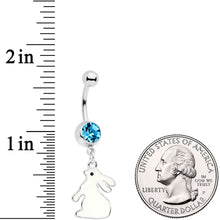 将图片加载到图库查看器，Aqua Gem Easter Bunny Glow in the Dark Dangle Belly Ring
