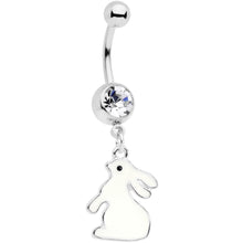 将图片加载到图库查看器，Clear Gem Easter Bunny Glow in the Dark Dangle Belly Ring
