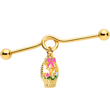 Load image into Gallery viewer, 14G Gold Tone Easter Basket Glow Dangle Project Bar 38mm
