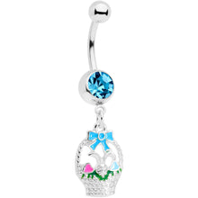 将图片加载到图库查看器，Blue Gem Easter Basket Dangle Belly Ring
