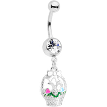 将图片加载到图库查看器，Clear Gem Easter Basket Dangle Belly Ring
