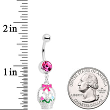 将图片加载到图库查看器，Pink Gem Easter Basket Dangle Belly Ring
