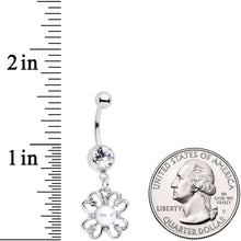 Load image into Gallery viewer, Clear Gem Sumptuous Shamrock St Patricks Day Dangle Belly Ring
