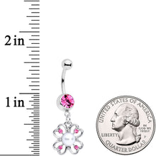 Load image into Gallery viewer, Pink Gem Sumptuous Shamrock St Patricks Day Dangle Belly Ring
