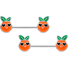 Load image into Gallery viewer, 14G 5/8 Citrus Fun Orange Fruit Barbell Nipple Ring Set
