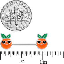 Load image into Gallery viewer, 14G 5/8 Citrus Fun Orange Fruit Barbell Nipple Ring Set
