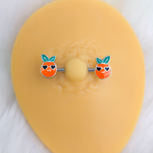 Load image into Gallery viewer, 14G 5/8 Citrus Fun Orange Fruit Barbell Nipple Ring Set
