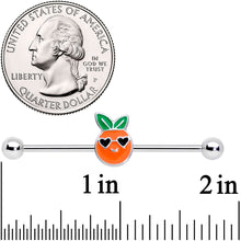 Load image into Gallery viewer, 14G Citrus Fun Orange Fruit Industrial Barbell 38mm
