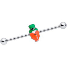 Load image into Gallery viewer, 14G Green Leprechaun St Patricks Day Industrial Barbell Set 38mm
