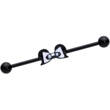 Load image into Gallery viewer, 14G Black Bow Panda Bear Industrial Barbell 38mm
