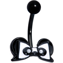 Load image into Gallery viewer, Black Bow Panda Bear Belly Ring
