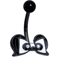 Load image into Gallery viewer, Black Bow Panda Bear Belly Ring
