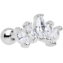 Load image into Gallery viewer, 16G 1/4 Clear CZ Gem Crown Cartilage Tragus Earring

