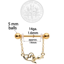 Load image into Gallery viewer, 14G 11/16 Gold Tone Love Rose Dangle Nipple Ring Set
