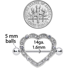 Load image into Gallery viewer, 14G 9/16 Clear Gem Love Hearts Nipple Shield Set
