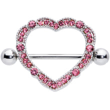 Load image into Gallery viewer, 14G 9/16 Pink Gem Love Hearts Nipple Shield Set

