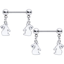 将图片加载到图库查看器，14G 9/16 Glow in the Dark Easter Bunny Dangle Nipple Ring Set
