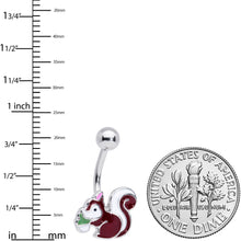 Load image into Gallery viewer, Brown White Snacking Squirrel Belly Ring
