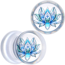 将图片加载到图库查看器，Clear Blue Acrylic Lotus Flower Saddle Plug Set
