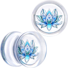 将图片加载到图库查看器，Clear Blue Acrylic Lotus Flower Saddle Plug Set
