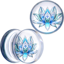 将图片加载到图库查看器，Clear Blue Acrylic Lotus Flower Saddle Plug Set
