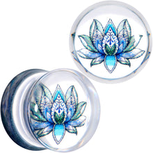 将图片加载到图库查看器，Clear Blue Acrylic Lotus Flower Saddle Plug Set
