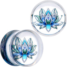 将图片加载到图库查看器，Clear Blue Acrylic Lotus Flower Saddle Plug Set
