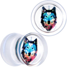 将图片加载到图库查看器，Clear Blue Brown Wolf Acrylic Saddle Plug Set
