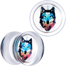 将图片加载到图库查看器，Clear Blue Brown Wolf Acrylic Saddle Plug Set
