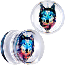 将图片加载到图库查看器，Clear Blue Brown Wolf Acrylic Saddle Plug Set

