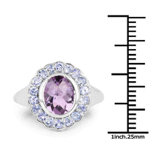 Load image into Gallery viewer, 2.53 Carat Genuine Amethyst and Tanzanite .925 Sterling Silver Ring
