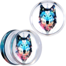 将图片加载到图库查看器，Clear Blue Brown Wolf Acrylic Saddle Plug Set
