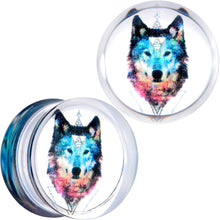 将图片加载到图库查看器，Clear Blue Brown Wolf Acrylic Saddle Plug Set
