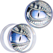 Load image into Gallery viewer, Clear Blue Acrylic Dragons Eye Saddle Plug Set
