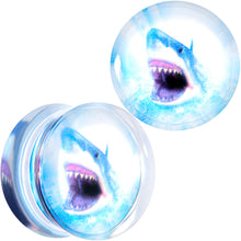 Load image into Gallery viewer, Blue Clear Red Acrylic Scary Shark Saddle Plug Set
