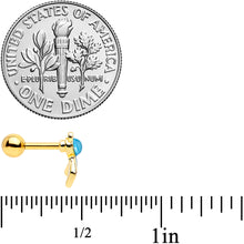 Load image into Gallery viewer, 16G 1/4 Gold Tone Blue Green Mermaid Tail Cartilage Tragus
