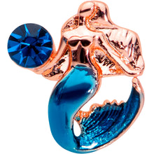 Load image into Gallery viewer, 16G 5/16 Blue Gem Rose Gold Tone Mermaid Labret Monroe Tragus
