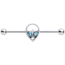 Load image into Gallery viewer, 14G Aqua Gem Hollow Alien Industrial Barbell 38mm
