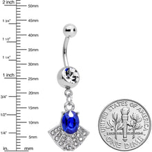 将图片加载到图库查看器，Blue Clear Gem Art Deco Fan Dangle Belly Ring
