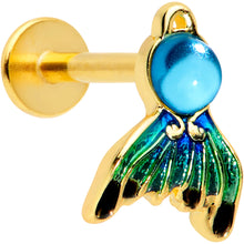 Load image into Gallery viewer, 16G 5/16 Gold Tone Blue Green Mermaid Tail Labret Monroe Tragus
